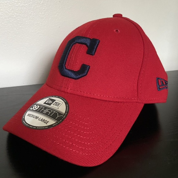 Cleveland Indians New Era MLB 39Thirty Red Navy Blue Hat Cap Men's Size M/L NEW - Picture 1 of 6